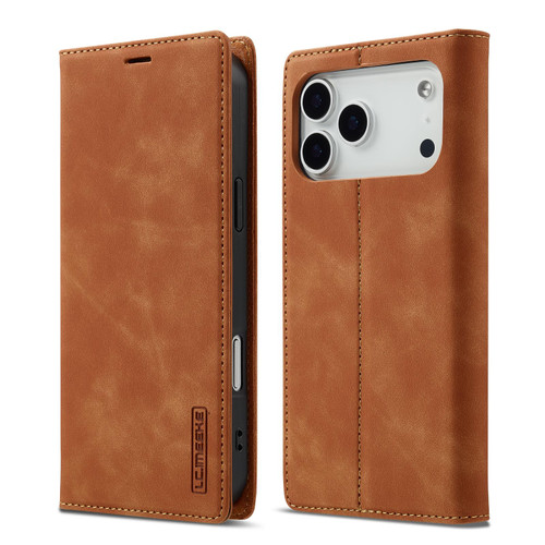 iPhone 17 Pro LC.IMEEKE Strong Magnetism Microfiber Leather Phone Case - Brown