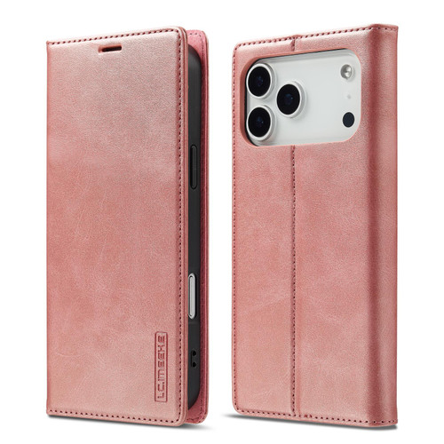 iPhone 17 Pro LC.IMEEKE Strong Magnetism Microfiber Leather Phone Case - Rose Gold
