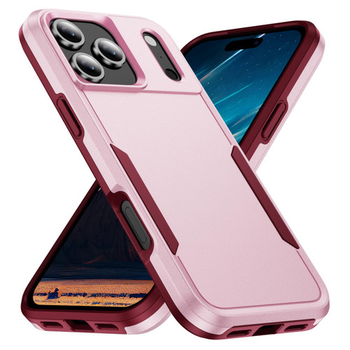 iPhone 17 Pro Pioneer Armor Heavy Duty PC + TPU Phone Case - Pink+Rose Red