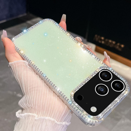 iPhone 17 Pro Rhinestone Glitter TPU 4-corners Anti-fall Phone Case - Light Green