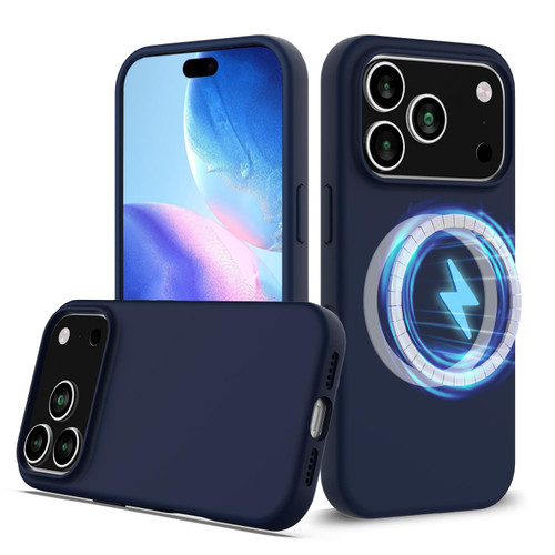 iPhone 17 Pro Shockproof Silicone Magsafe Phone Case - Navy Blue