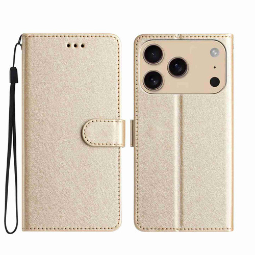 iPhone 17 Pro Silk Texture Horizontal Flip Leather Phone Case - Gold