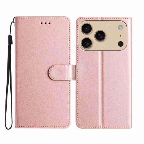iPhone 17 Pro Silk Texture Horizontal Flip Leather Phone Case - Rose Gold