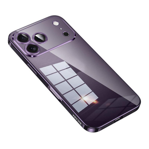 iPhone 17 Pro SULADA Shine Through Series Plating TPU Transparent Phone Case - Dark Purple
