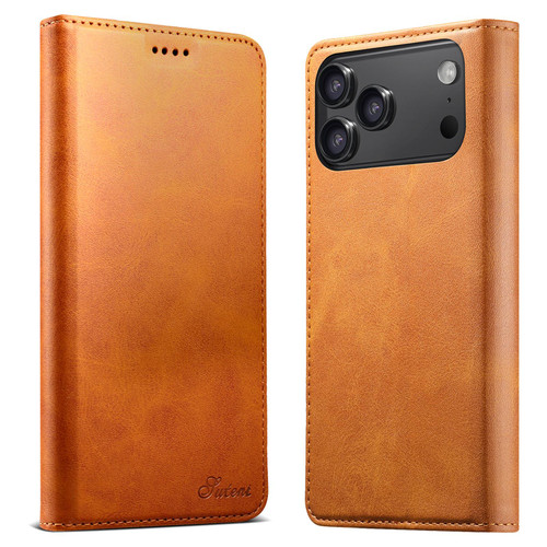 iPhone 17 Pro Suteni Calf Texture Horizontal Flip Leather Phone Case - Khaki