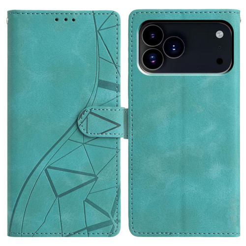 iPhone 17 Pro Triangles Embossed Leather Phone Case - Green iPhone 17 Pro Triangles Embossed Leather Phone Case - Green