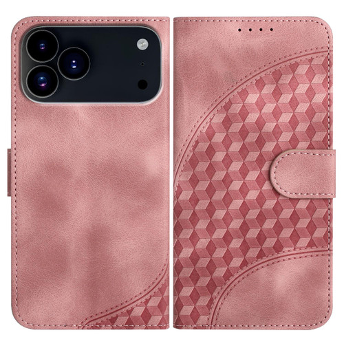 iPhone 17 Pro YX0060 Elephant Head Embossed Phone Leather Case with Lanyard - Pink