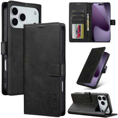LC.IMEEKE Calf Texture Horizontal Flip Leather Case iPhone 17 Pro - Black LC.IMEEKE Calf Texture Horizontal Flip Leather Case iPhone 17 Pro - Black