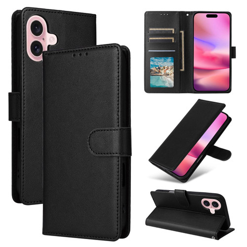 iPhone 17 3-Card Slots Multifunctional Leather Phone Case - Black