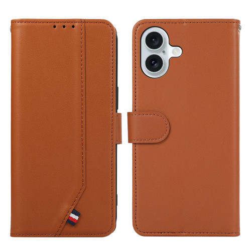 iPhone 17 ABEEL Delicate Texture Splicing RFID Leather Phone Case - Brown iPhone 17 ABEEL Delicate Texture Splicing RFID Leather Phone Case - Brown