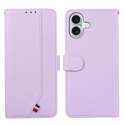 iPhone 17 ABEEL Delicate Texture Splicing RFID Leather Phone Case - Purple