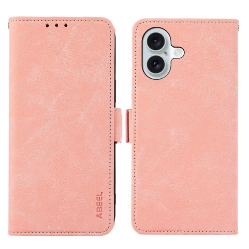 iPhone 17 ABEEL Frosted Magnetic RFID Leather Phone Case - Pink iPhone 17 ABEEL Frosted Magnetic RFID Leather Phone Case - Pink