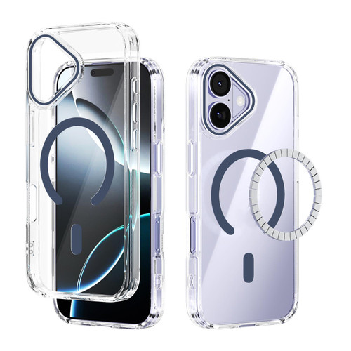 iPhone 17 ABEEL MagSafe Magnetic Color Ring Anti-scratch Transparent Phone Case - Blue