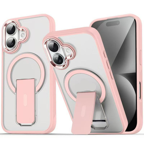 iPhone 17 Acrylic Hybrid TPU MagSafe Holder Phone Case - Pink iPhone 17 Acrylic Hybrid TPU MagSafe Holder Phone Case - Pink