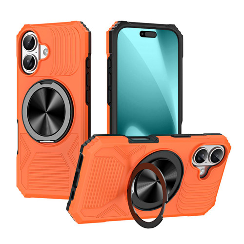 iPhone 17 Alloy Rotating Holder MagSafe Shockproof Phone Case - Orange iPhone 17 Alloy Rotating Holder MagSafe Shockproof Phone Case - Orange
