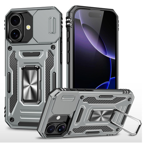 iPhone 17 Armor PC + TPU Camera Shield Phone Case - Grey iPhone 17 Armor PC + TPU Camera Shield Phone Case - Grey