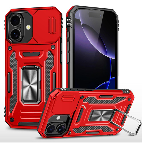 iPhone 17 Armor PC + TPU Camera Shield Phone Case - Red iPhone 17 Armor PC + TPU Camera Shield Phone Case - Red