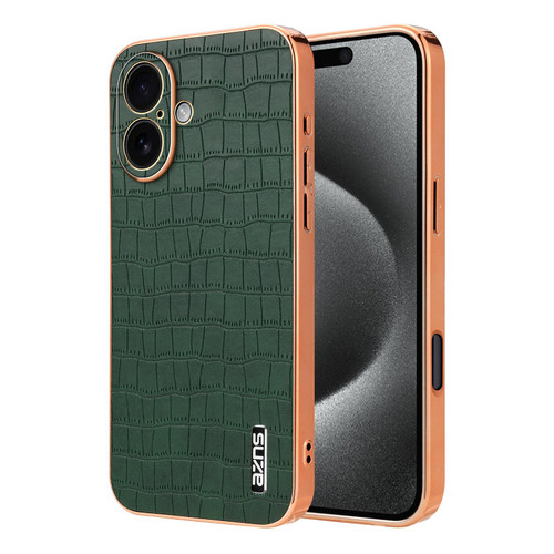 iPhone 17 AZNS Electroplated Frame Crocodile Texture Full Coverage Phone Case - Green iPhone 17 AZNS Electroplated Frame Crocodile Texture Full Coverage Phone Case - Green