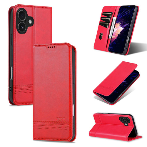 iPhone 17 AZNS Magnetic Calf Texture Flip Leather Phone Case - Red iPhone 17 AZNS Magnetic Calf Texture Flip Leather Phone Case - Red