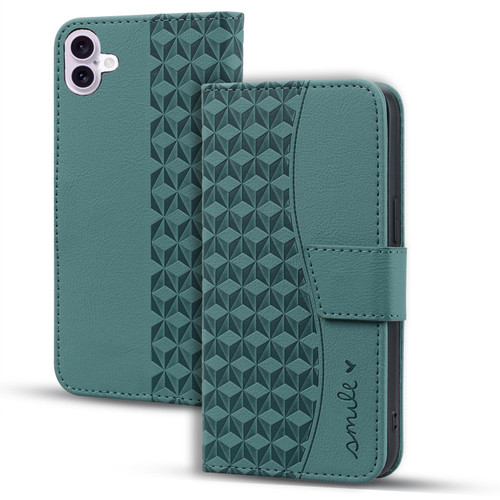 iPhone 17 Business Diamond Buckle Leather Phone Case with Lanyard - Green iPhone 17 Business Diamond Buckle Leather Phone Case with Lanyard - Green