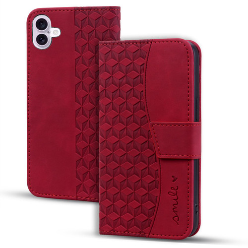 iPhone 17 Business Diamond Buckle Leather Phone Case with Lanyard - Wine Red iPhone 17 Business Diamond Buckle Leather Phone Case with Lanyard - Wine Red