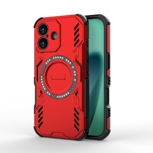 iPhone 17 Butterfly Armor MagSafe Magnetic Ring Shockproof Phone Case - Red