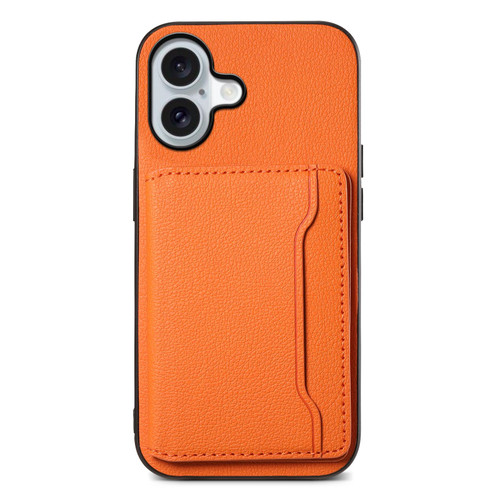 iPhone 17 Calf Texture Card Bag Design Full Coverage Phone Case - Orange