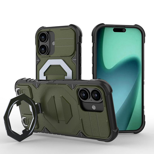 iPhone 17 Camera Shield Armor MagSafe Holder Phone Case with Strap - Dark Green iPhone 17 Camera Shield Armor MagSafe Holder Phone Case with Strap - Dark Green
