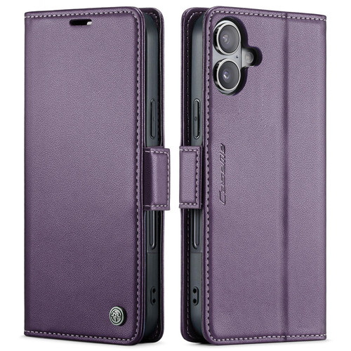 iPhone 17 CaseMe 023 Butterfly Buckle Litchi Texture RFID Anti-theft Leather Phone Case - Purple iPhone 17 CaseMe 023 Butterfly Buckle Litchi Texture RFID Anti-theft Leather Phone Case - Purple