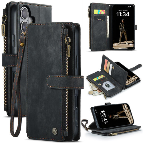 iPhone 17 CaseMe C30 Card Slots Zipper Wallet Leather Phone Case - Black iPhone 17 CaseMe C30 Card Slots Zipper Wallet Leather Phone Case - Black