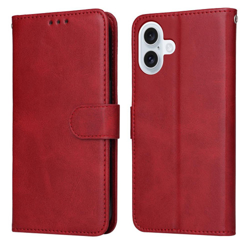 iPhone 17 Classic Calf Texture Flip Leather Phone Case - Red iPhone 17 Classic Calf Texture Flip Leather Phone Case - Red