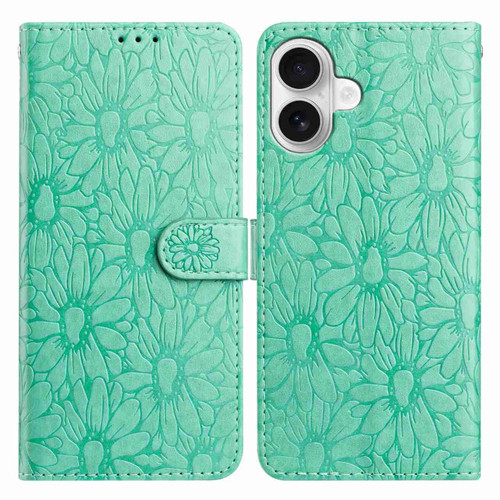 iPhone 17 Daisy Embossed Leather Phone Case - Green iPhone 17 Daisy Embossed Leather Phone Case - Green