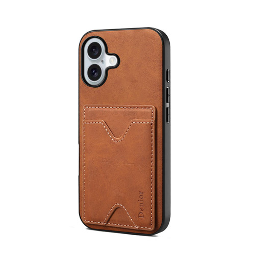 iPhone 17 Denior D06 PU Back Cover Card Slot Holder Phone Case - Brown iPhone 17 Denior D06 PU Back Cover Card Slot Holder Phone Case - Brown