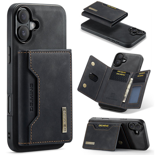 iPhone 17 DG.MING M2 Series 3-Fold Card Bag Wallet Leather Phone Case - Black iPhone 17 DG.MING M2 Series 3-Fold Card Bag Wallet Leather Phone Case - Black