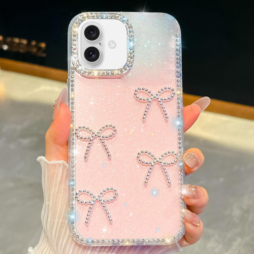 iPhone 17 Diamond Glitter Bow-knot Four-Corner Shockproof Phone Case - Light Pink iPhone 17 Diamond Glitter Bow-knot Four-Corner Shockproof Phone Case - Light Pink