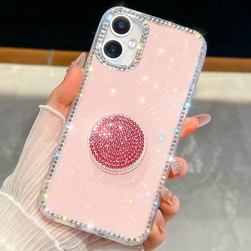 iPhone 17 Diamond Glitter Diamond Round Holder Phone Case - Light Pink iPhone 17 Diamond Glitter Diamond Round Holder Phone Case - Light Pink