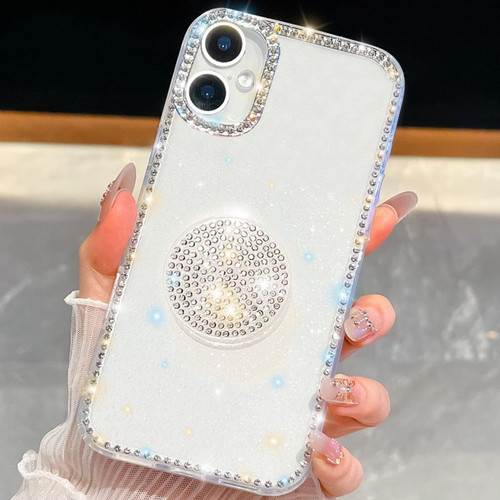 iPhone 17 Diamond Glitter Diamond Round Holder Phone Case - Transparent iPhone 17 Diamond Glitter Diamond Round Holder Phone Case - Transparent