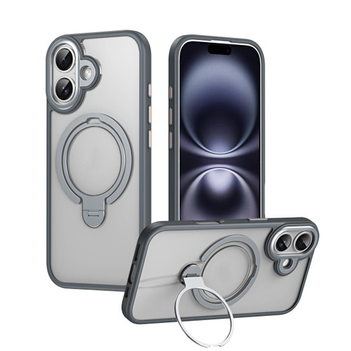 iPhone 17 Double Ring MagSafe Magnetic Holder Phone Case - Matte Grey