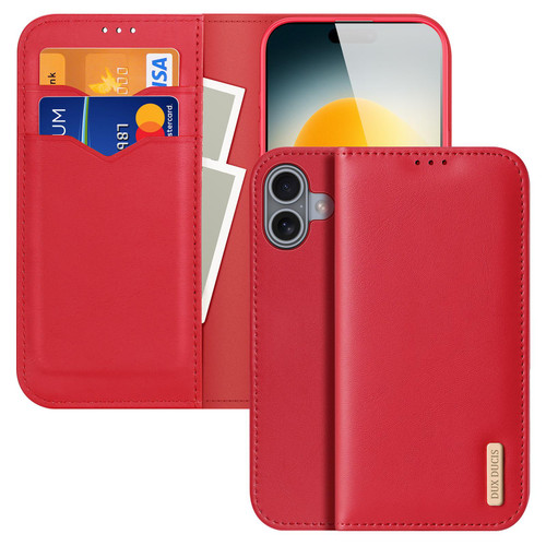 iPhone 17 DUX DUCIS Hivo Series Cowhide + PU + TPU Flip Phone Case - Red iPhone 17 DUX DUCIS Hivo Series Cowhide + PU + TPU Flip Phone Case - Red