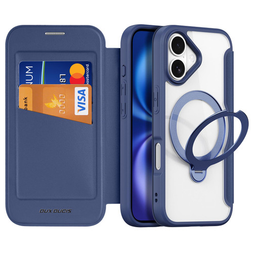iPhone 17 DUX DUCIS Skin X Pro Series MagSafe Ring Holder Leather Phone Case - Blue iPhone 17 DUX DUCIS Skin X Pro Series MagSafe Ring Holder Leather Phone Case - Blue