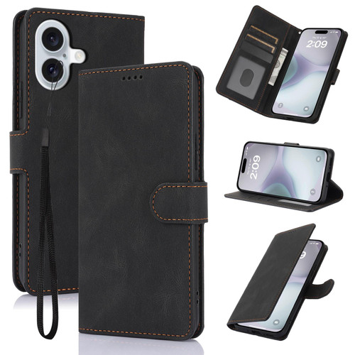 iPhone 17 Fantasy Skin-feel Calfskin Texture Leather Phone Case - Black