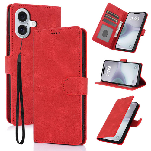 iPhone 17 Fantasy Skin-feel Calfskin Texture Leather Phone Case - Red