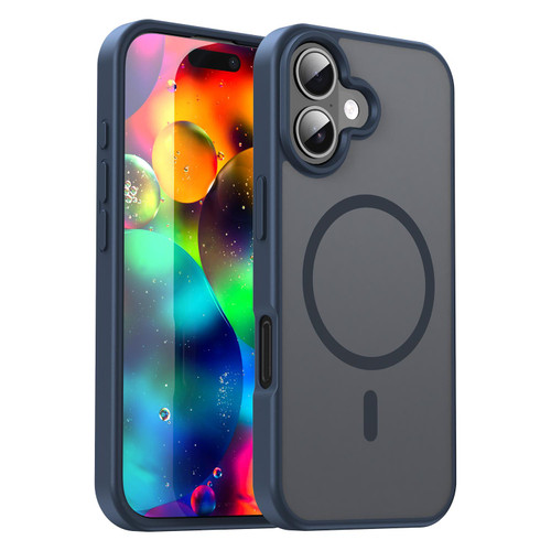 iPhone 17 Fanying Series PC Hybrid TPU Translucent Frosted MagSafe Phone Case - Cyan Blue