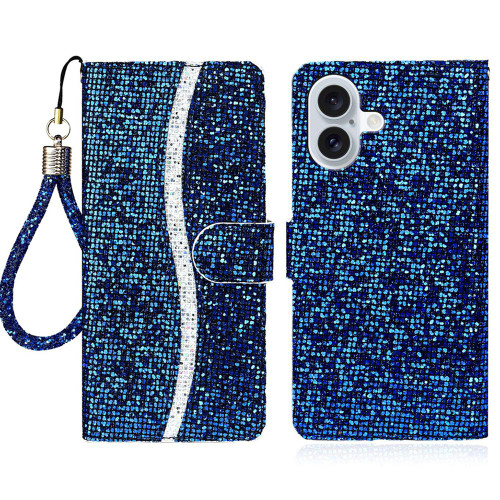 iPhone 17 Glitter Powder Filp Leather Phone Case - Blue iPhone 17 Glitter Powder Filp Leather Phone Case - Blue