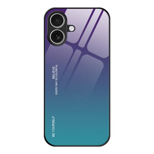 iPhone 17 Gradient Color Glass Phone Case - Aurora Blue