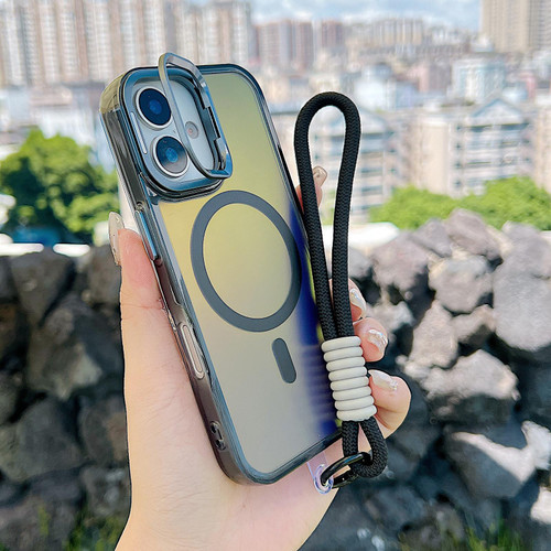 iPhone 17 Gradient Discolor MagSafe Phone Case with Holder / Wrist Strap - Black iPhone 17 Gradient Discolor MagSafe Phone Case with Holder / Wrist Strap - Black