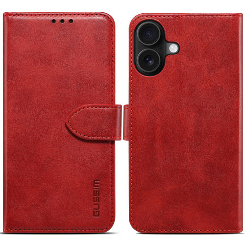 iPhone 17 GUSSIM Magnetic Horizontal Flip Leather Phone Case - Red