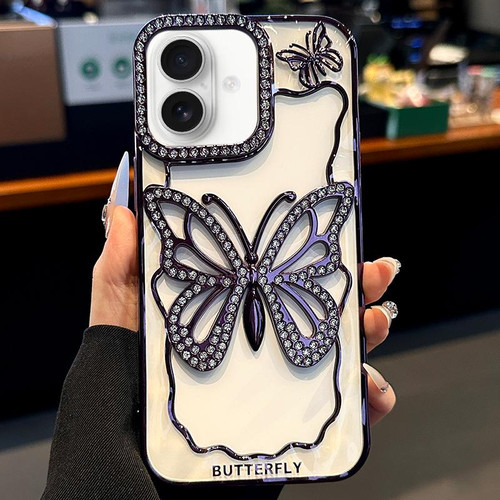iPhone 17 Hollow Butterfly Electroplating TPU Phone Case - Dark Purple iPhone 17 Hollow Butterfly Electroplating TPU Phone Case - Dark Purple