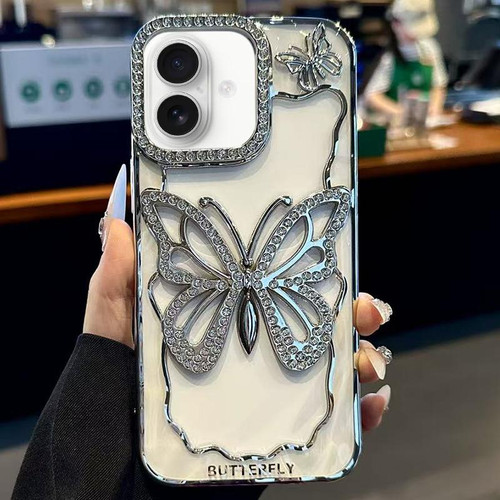 iPhone 17 Hollow Butterfly Electroplating TPU Phone Case - Silver