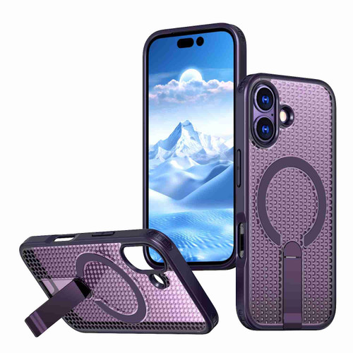 iPhone 17 Honeycomb Cooling MagSafe Holder Phone Case - Purple iPhone 17 Honeycomb Cooling MagSafe Holder Phone Case - Purple
